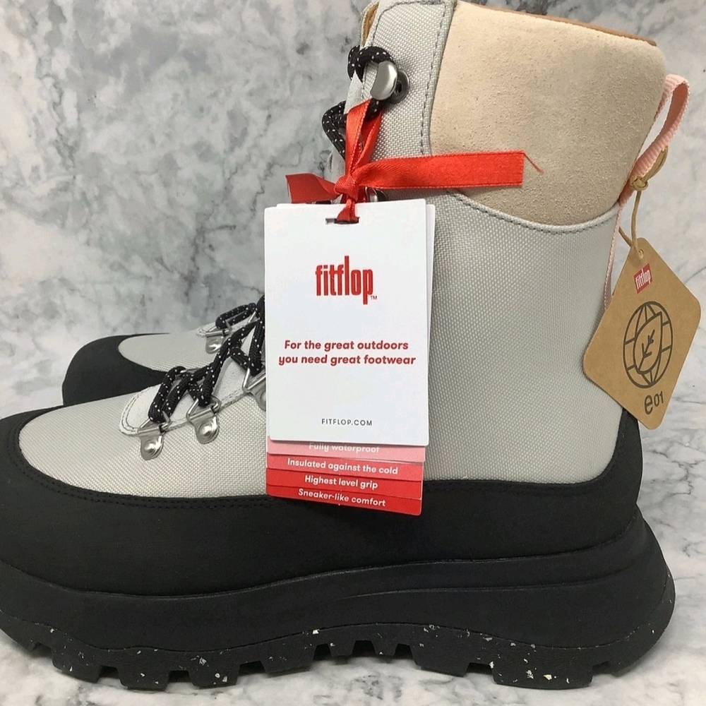 Fitflop Hyker Black and White Winter Boots - Picture 8 of 9